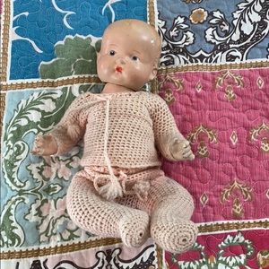 VINTAGE DOLL ENGLISH 1920 or earlier molded form
